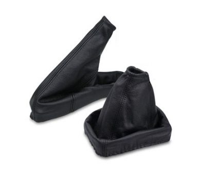 Pookhoezen set Opel Astra F Zwart Leder Zwart Stiksel